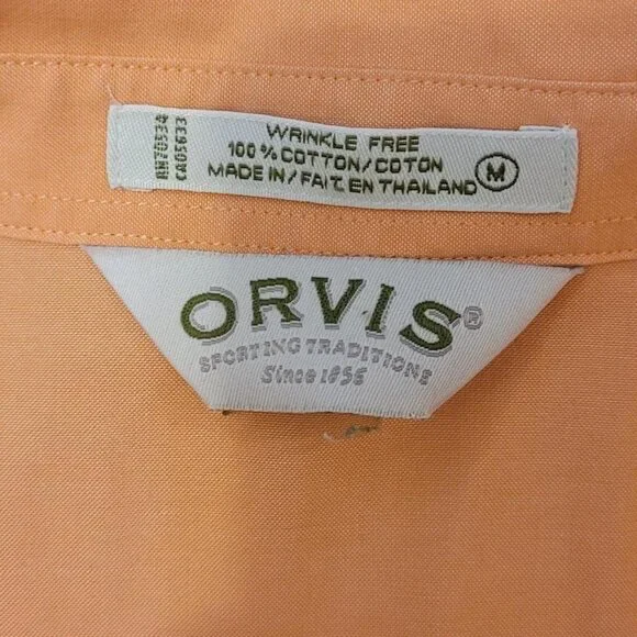 Orvis Medium  Peachy orange button up collar sportswear polo shirt #preppy - Picture 2 of 6